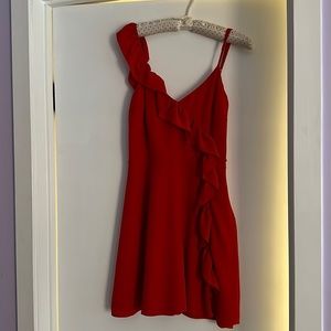 BB Dakota Red Mini Dress w/ Ruffle Strap